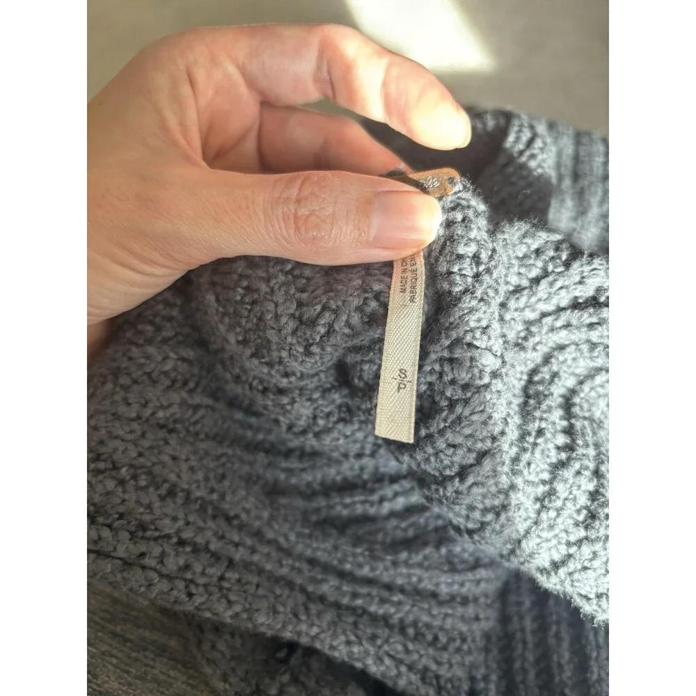 FREE PEOPLE Emmy Ribbed V-Neck Sweater Dress Cotton‎ Small Petite GRAPHITE Slits
